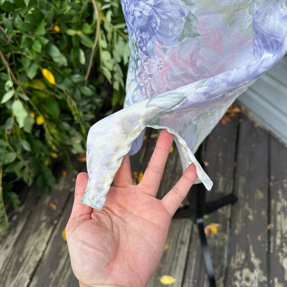 Vtg 90s Satin Slip Dress Robe Set Small Floral Romantic Sexy Honeymoon Nightgown - Picture 9 of 15